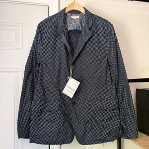 NWT ENGINEERED GARMENTS navy white cotton polka dot button up blazer jacket
